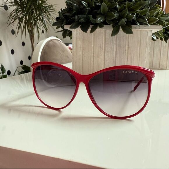 Vintage Handmade in Korea Red Cara Mia Oversized Retro  Sunglasses main image 5
